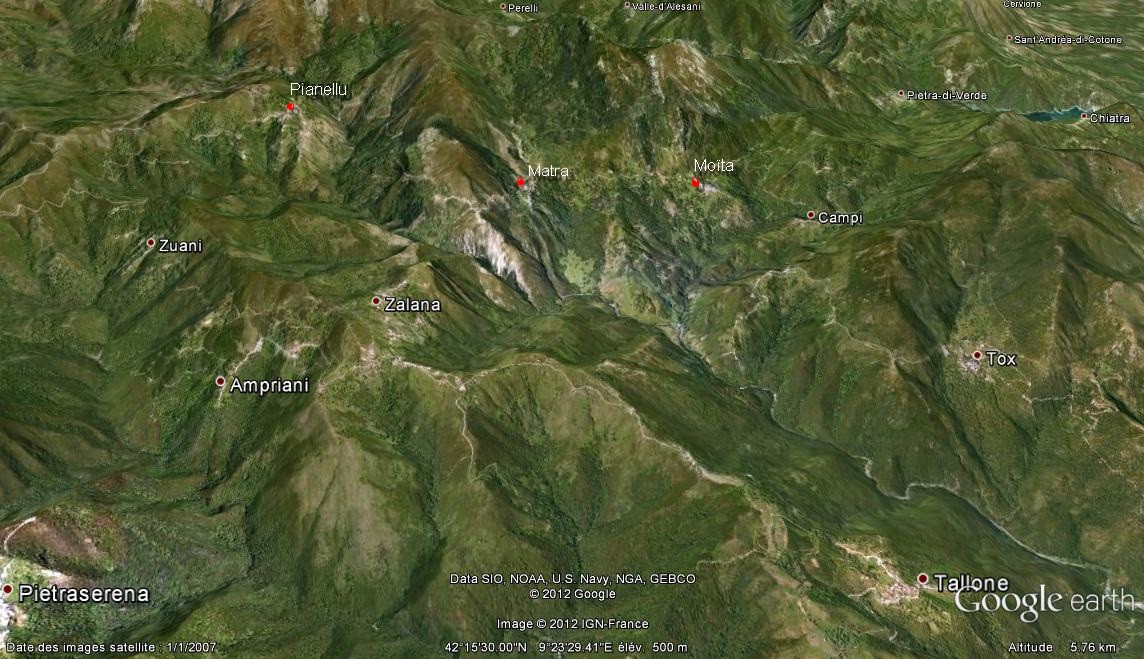 la pieve de la Serra vue du ciel (cliché Google)