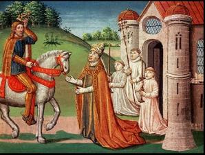 Le pape Adrien et Charlemagne