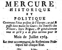 Le Mercure historique et politique du mois juillet 1763